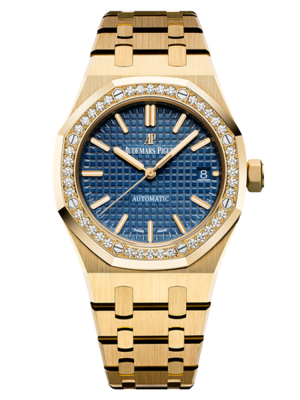 Phiên bản màu xanh với hoa văn của Grande Tapisserie dây đeo vàng 18 cara