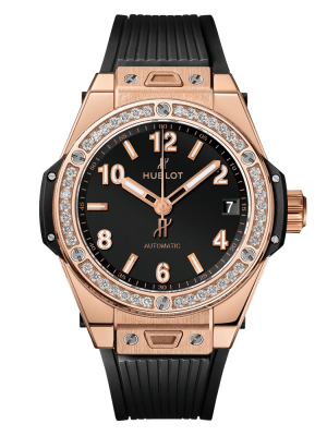 Bản 465.OX.1180.RX.1204 mặt màu đen vỏ bằng vàng hồng 18k dây cao su đen