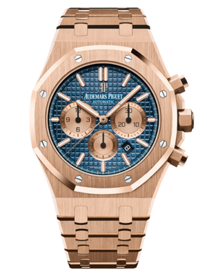 Phiên bản Phiên bản mặt số màu xanh với hoa văn của Grande Tapisserie dây đeo vàng hồng 18 cara