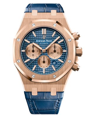 Phiên bản mặt số màu xanh với hoa văn của Grande Tapisserie dây đeo da cá sấu màu xanh