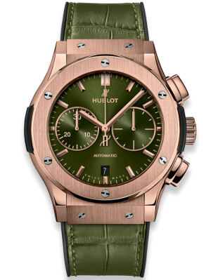 Phiên bản 541.OX.8980.LR mặt màu xanh rêu vỏ bằng vàng hồng dây da xanh rêu