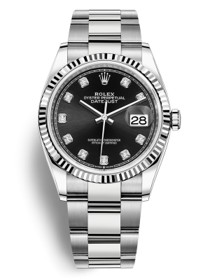 Phiên bản Rolesor trắng đi kèm mặt số màu đen, nạm kim cương dây đeo Oyster, mối nối ba mảnh dạng phẳng